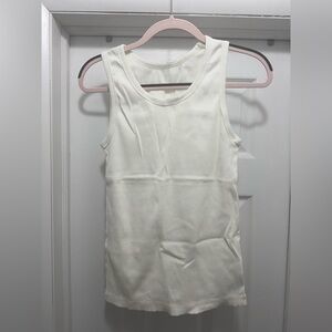 Muji Women's White Ribbed Tank Top